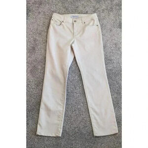 Chicos Platinum Denim Beige Ultimate Fit Slim Leg Jeans Pants Size 0.5 Small